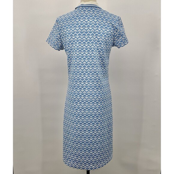 J.McLaughlin Montclair Polo Dress S Catalina Cloth Blue Geo Shift Zip Collar - Picture 2 of 12